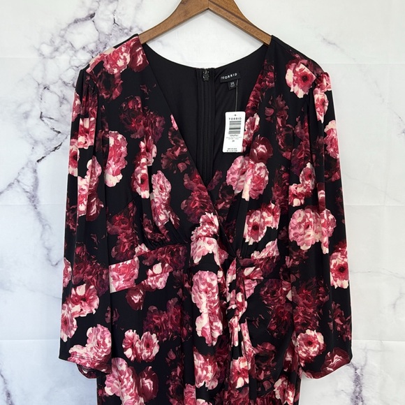 TORRID Maxi Studio Knit Hi-Low Dress Multi Floral Size 20 - Picture 10 of 16